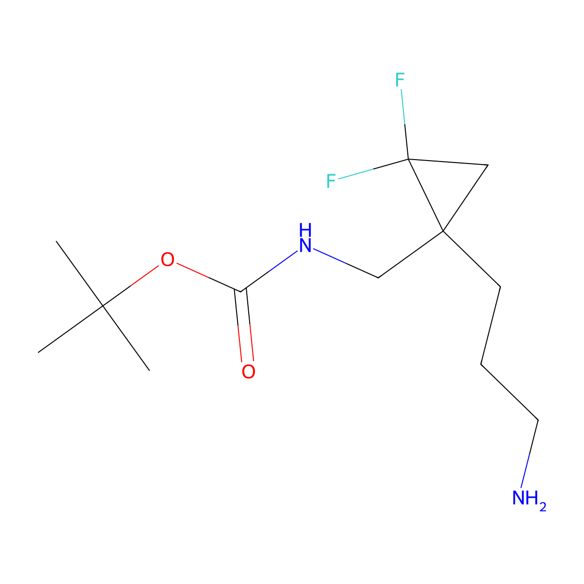 tert-butyl N-{[1-(3-aminopropyl)-2,2-difluorocyclopropyl]methyl}carbamate molecular structure, CAS 2356849-75-5