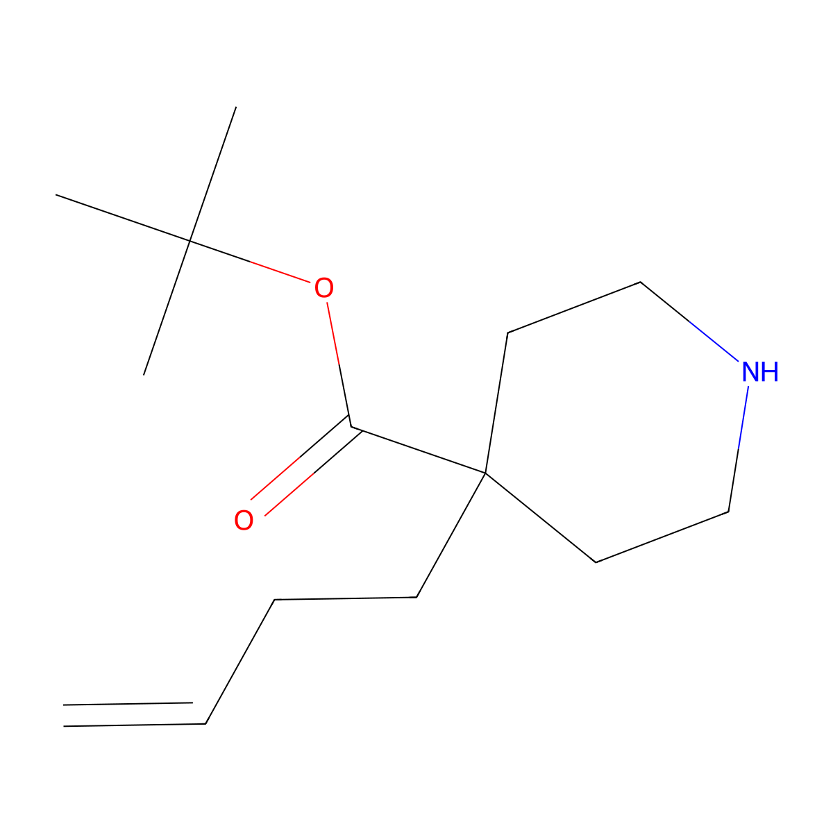 Tert-butyl 4-(but-3-en-1-yl)piperidine-4-carboxylate molecular structure, CAS 2356854-36-7