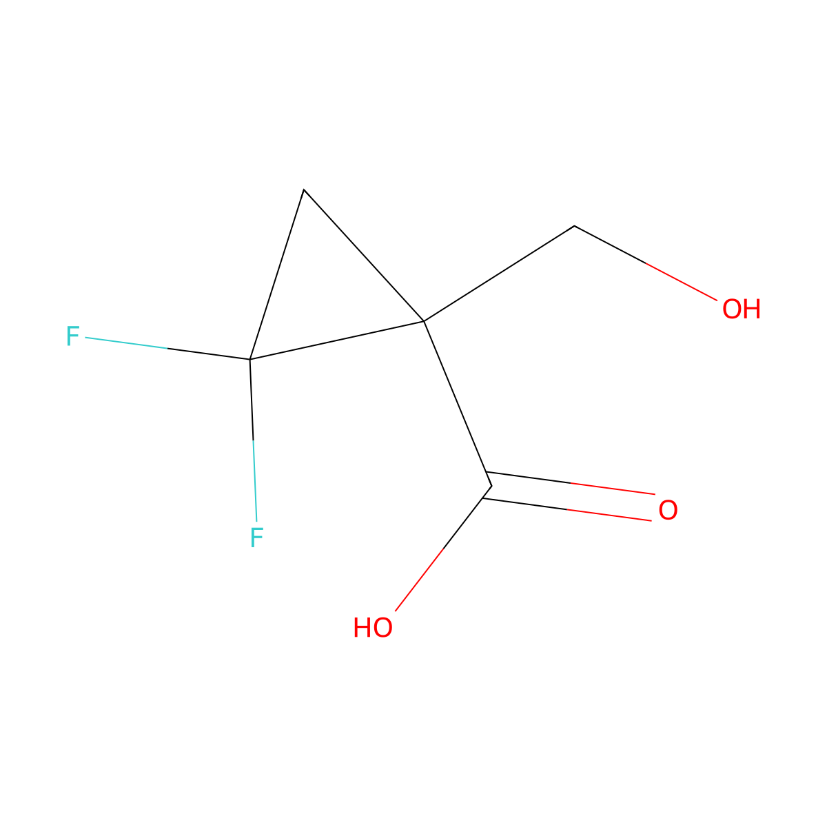 2,2-Difluoro-1-(hydroxymethyl)cyclopropane-1-carboxylic acid molecular structure, CAS 2356855-45-1