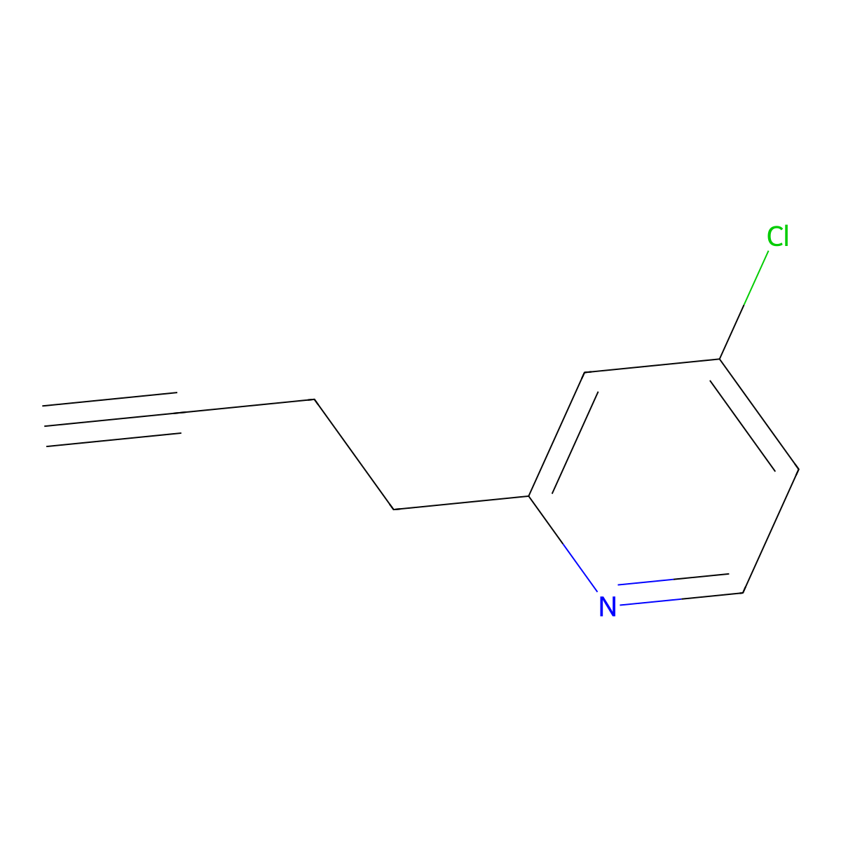 2-(But-3-yn-1-yl)-4-chloropyridine molecular structure, CAS 2356903-04-1