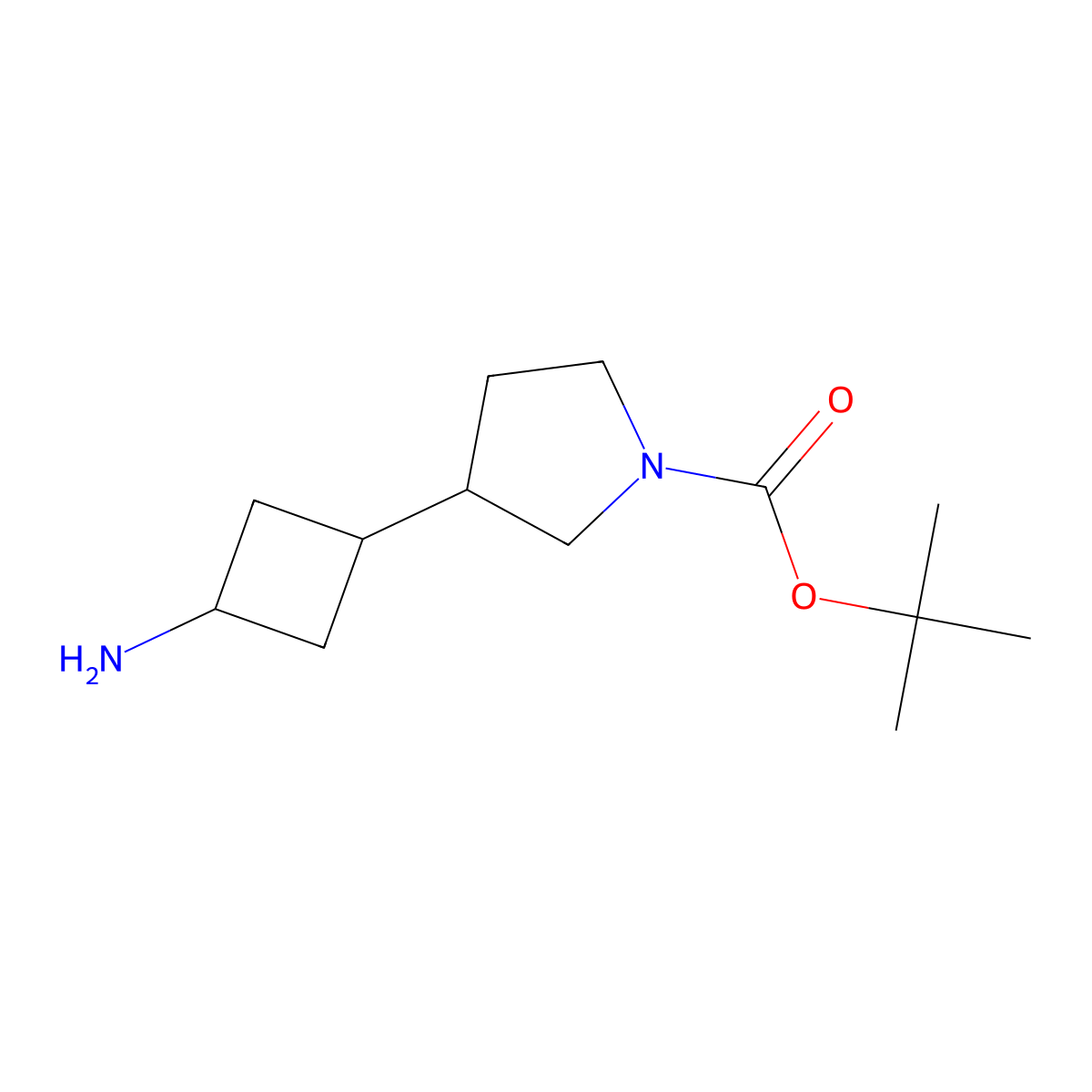 Tert-butyl 3-(3-aminocyclobutyl)pyrrolidine-1-carboxylate molecular structure, CAS 2356927-45-0