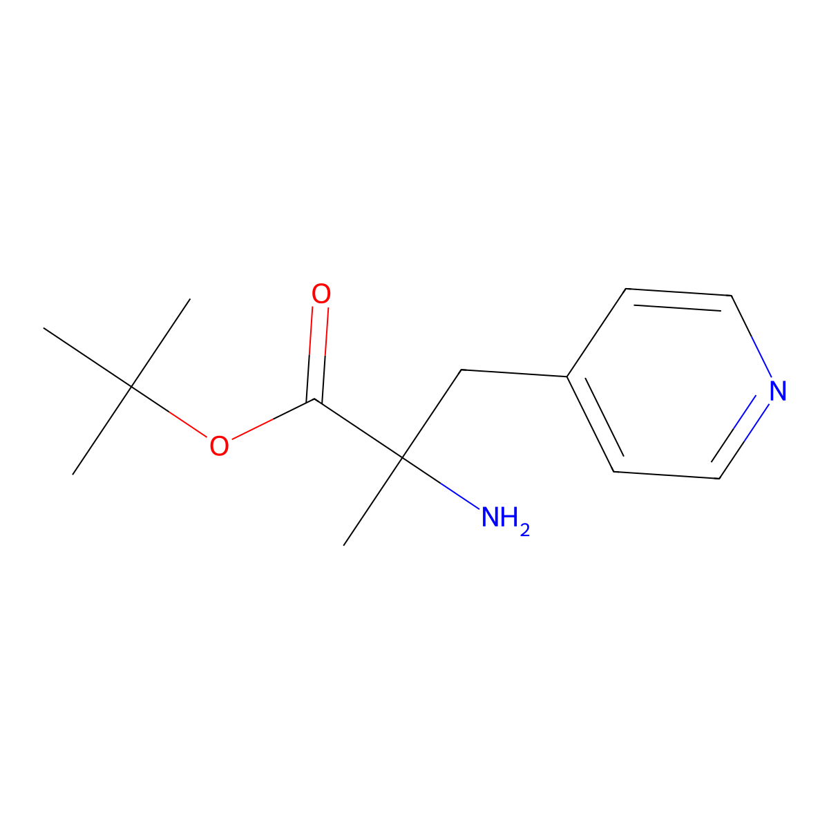 Tert-butyl 2-amino-2-methyl-3-(pyridin-4-yl)propanoate molecular structure, CAS 2356954-34-0