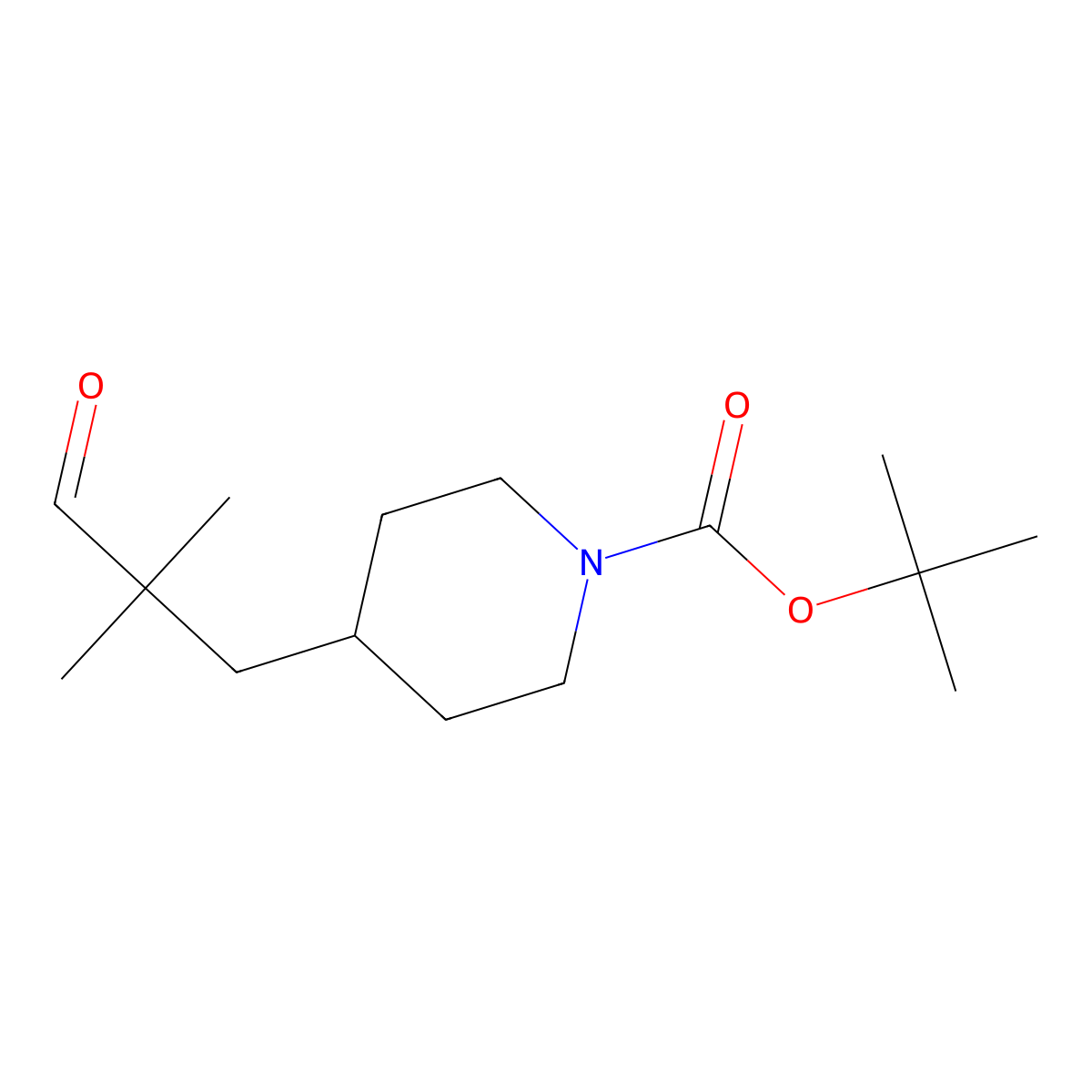 Tert-butyl 4-(2,2-dimethyl-3-oxopropyl)piperidine-1-carboxylate molecular structure, CAS 2356987-68-1
