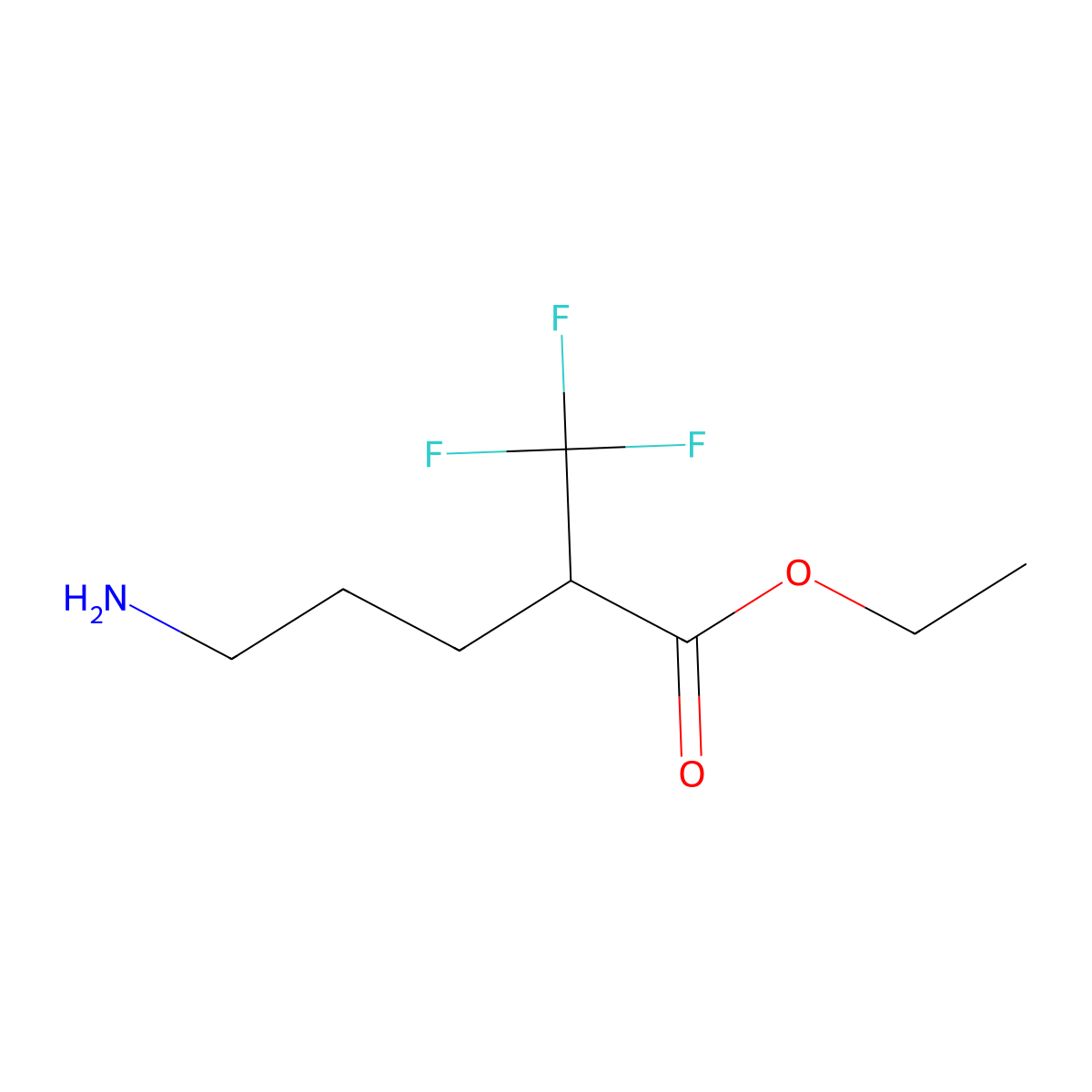 Ethyl 5-amino-2-(trifluoromethyl)pentanoate molecular structure, CAS 2356996-59-1