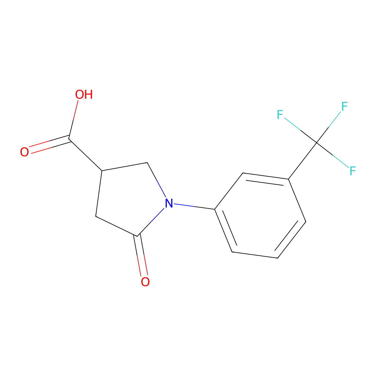 5-Oxo-1-[3-(trifluoromethyl)phenyl]pyrrolidine-3-carboxylic acid molecular structure, CAS 2357-26-8
