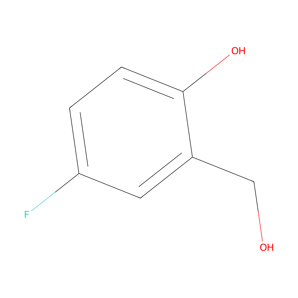 4-Fluoro-2-(hydroxymethyl)phenol molecular structure, CAS 2357-33-7