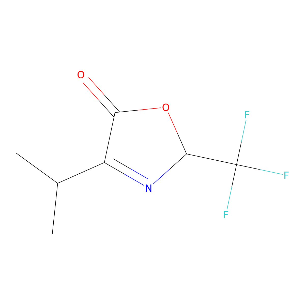 4-(Propan-2-yl)-2-(trifluoromethyl)-2,5-dihydro-1,3-oxazol-5-one molecular structure, CAS 2357-39-3