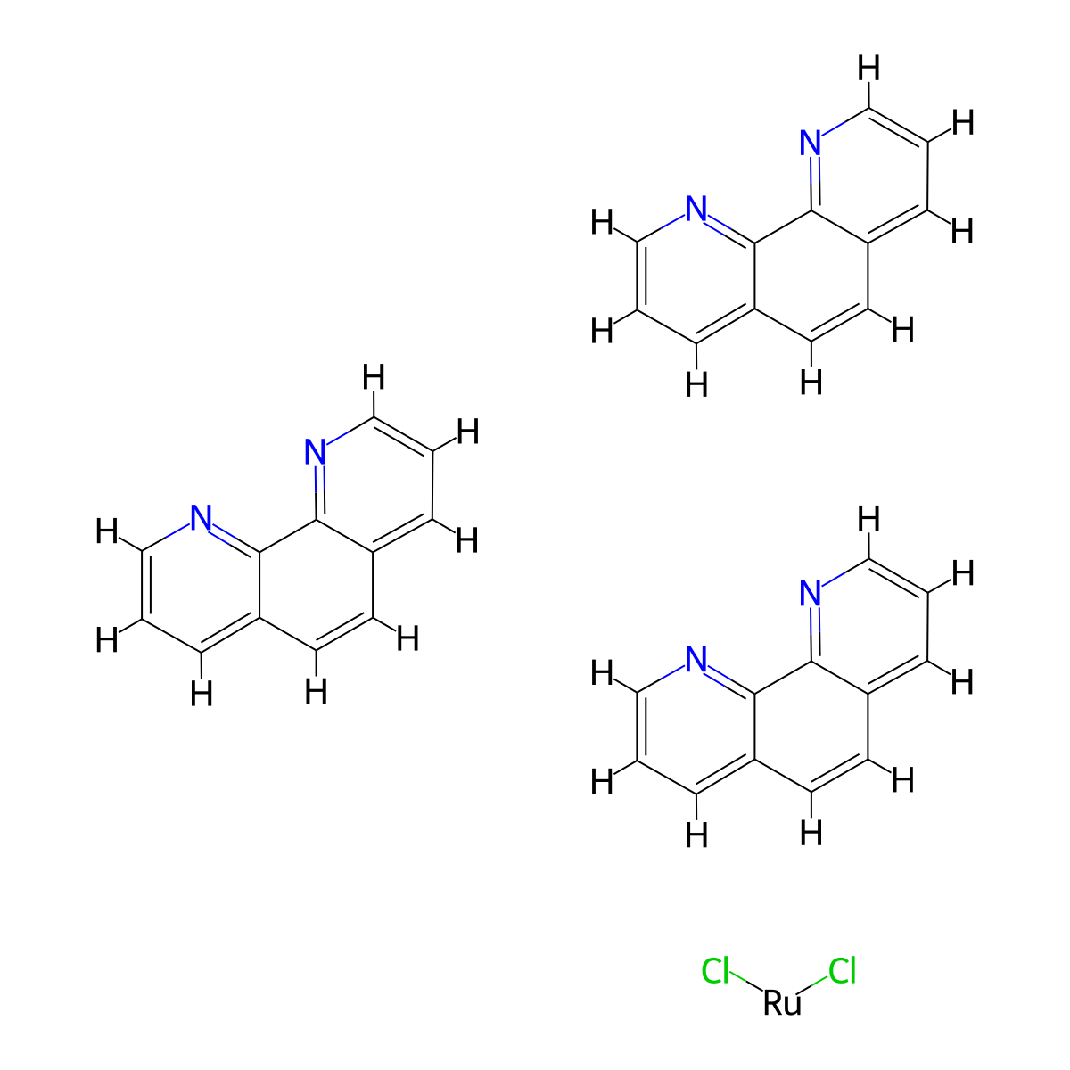 Tris(1,10-phenanthroline)ruthenium dichloride , [Ru(phen)3]Cl2 molecular structure, CAS 23570-43-6