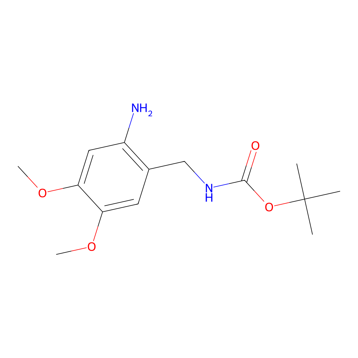 tert-butyl N-[(2-amino-4,5-dimethoxyphenyl)methyl]carbamate molecular structure, CAS 2357041-77-9