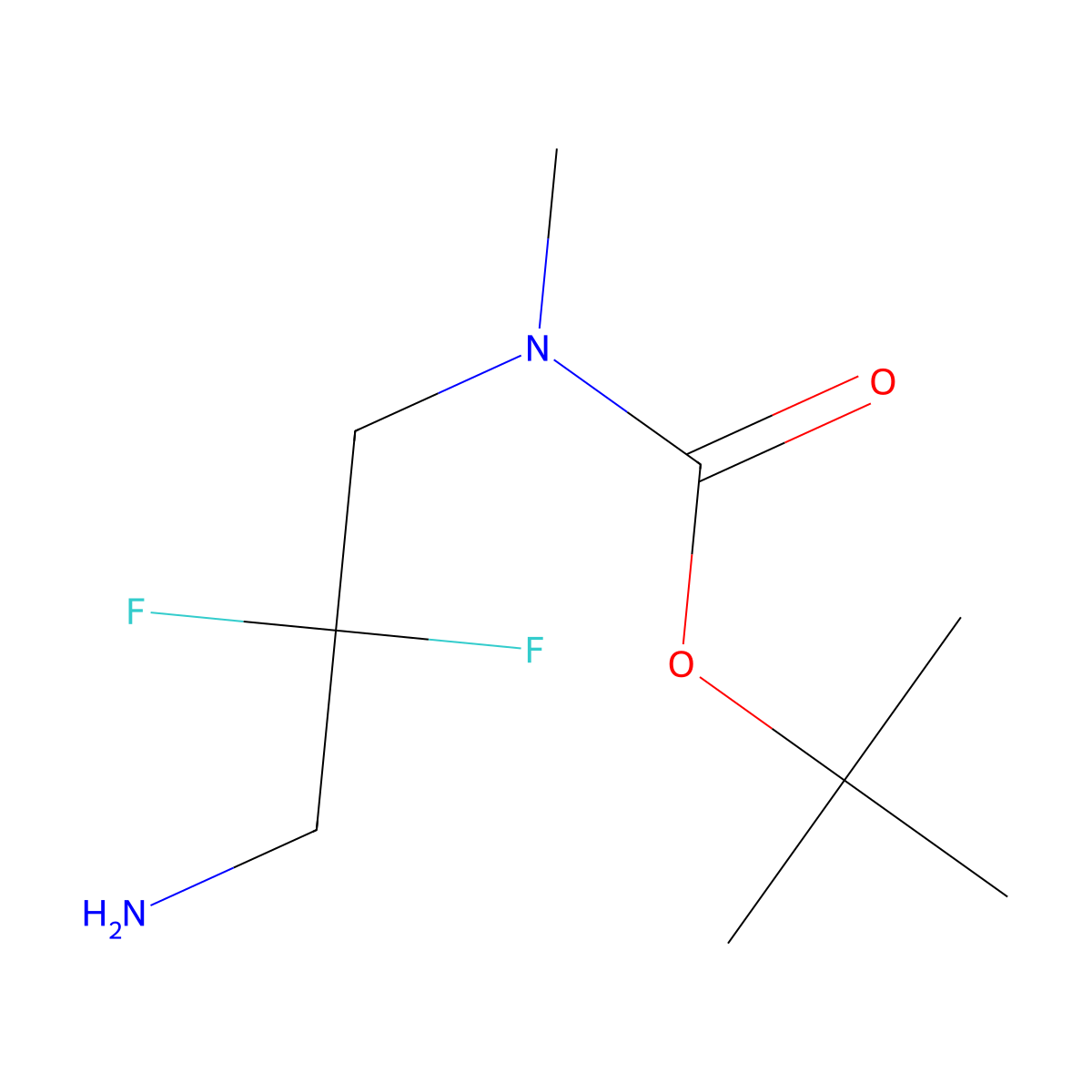 tert-butyl N-(3-amino-2,2-difluoropropyl)-N-methylcarbamate molecular structure, CAS 2357047-22-2