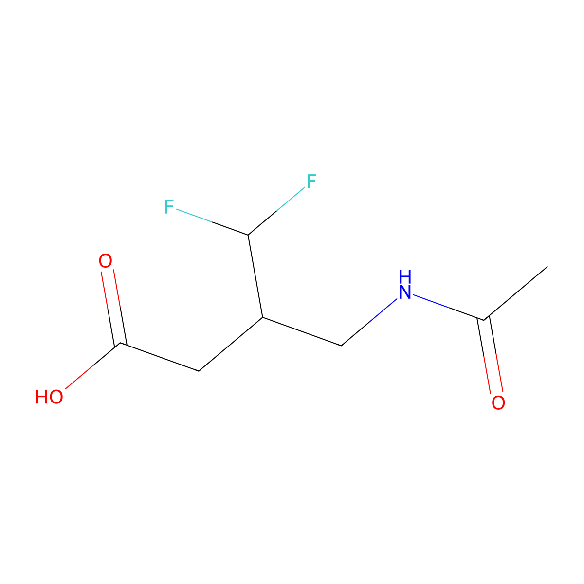 3-(Acetamidomethyl)-4,4-difluorobutanoic acid molecular structure, CAS 2357051-90-0