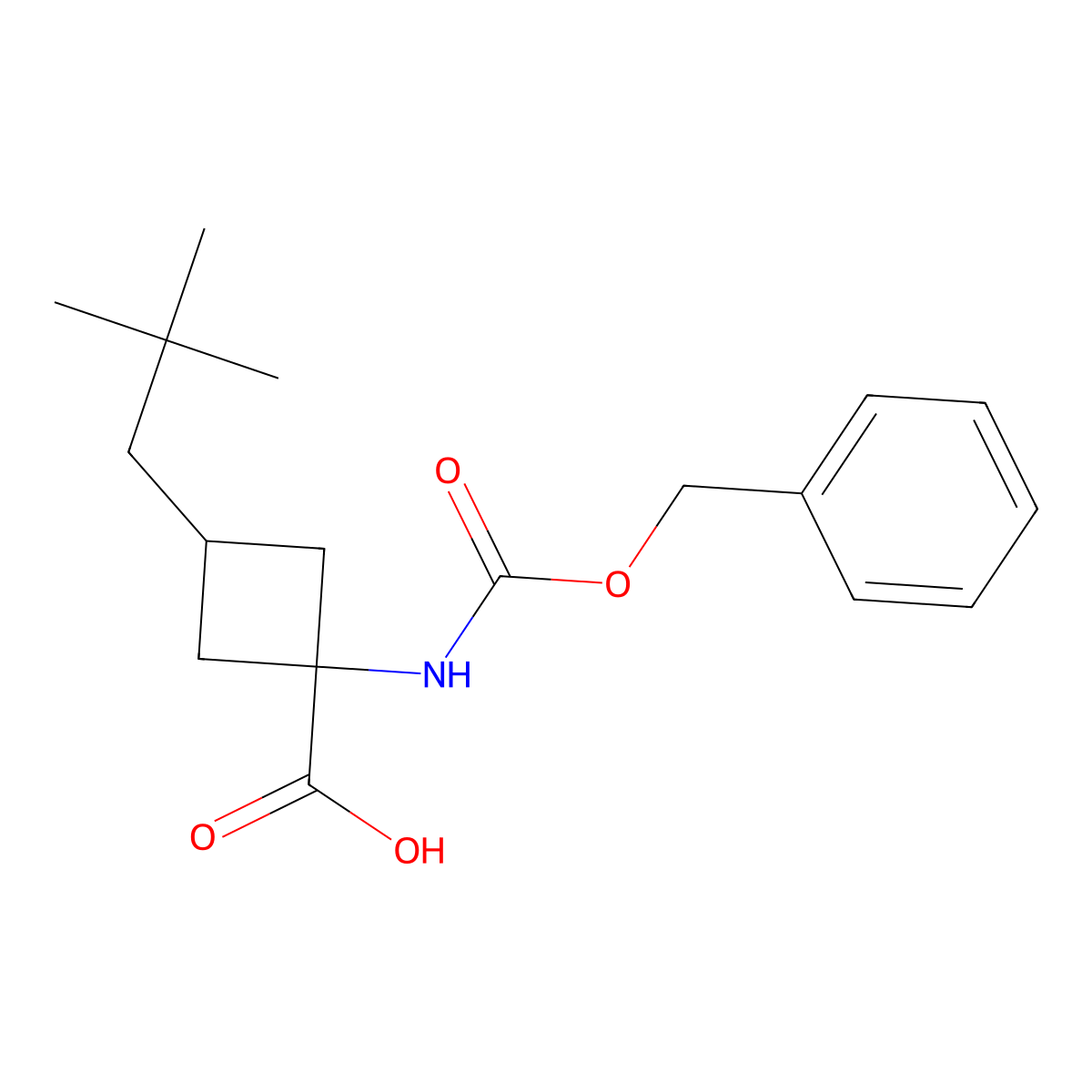 1-{[(Benzyloxy)carbonyl]amino}-3-(2,2-dimethylpropyl)cyclobutane-1-carboxylic acid molecular structure, CAS 2357081-64-0