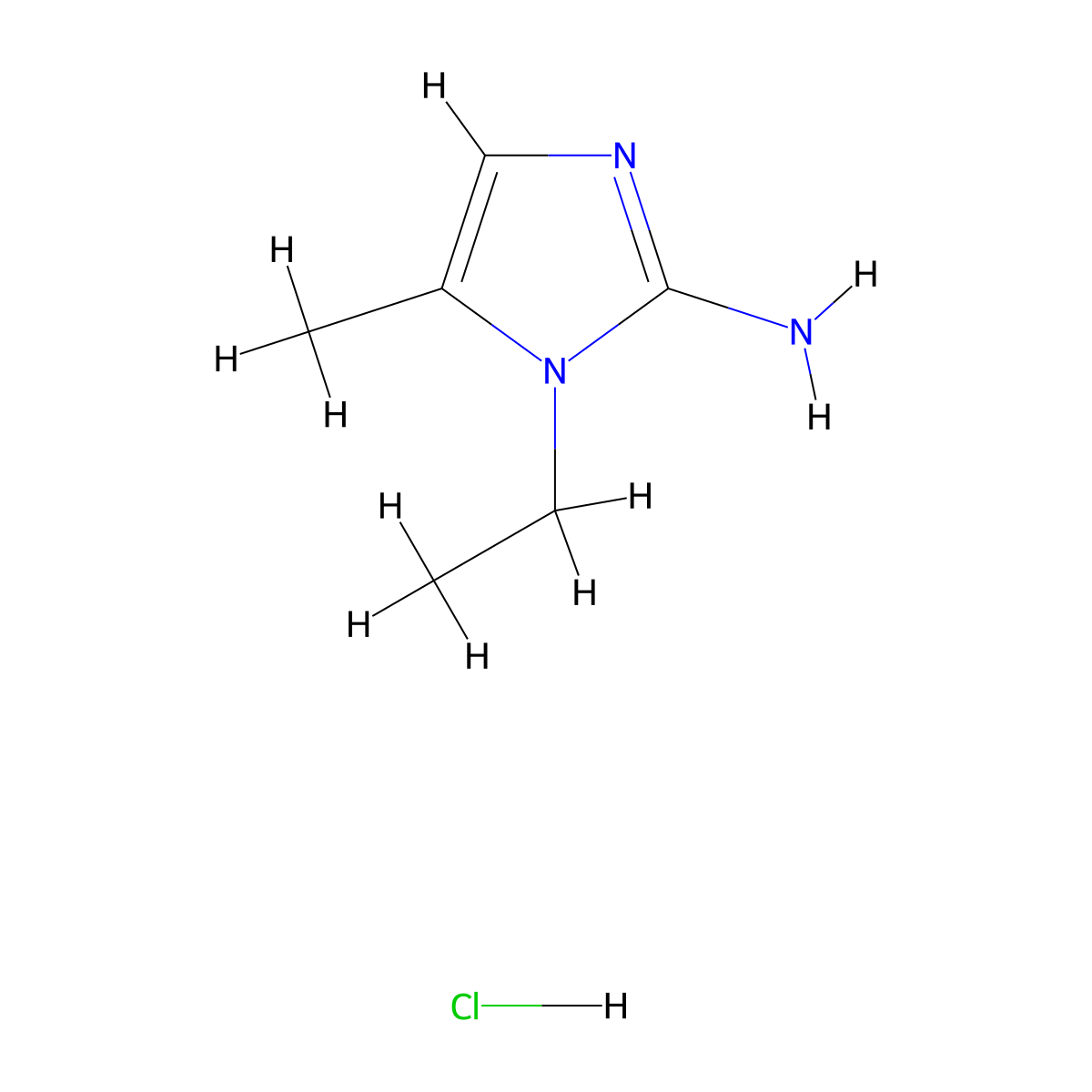 1-ethyl-5-methyl-1H-imidazol-2-amine hydrochloride molecular structure, CAS 23571-24-6
