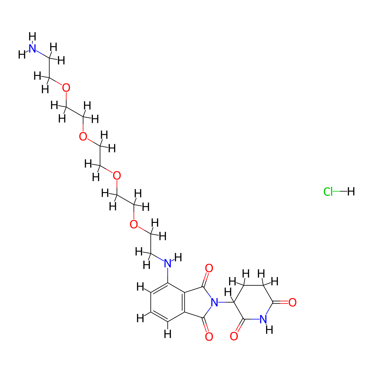 4-((14-Amino-3,6,9,12-tetraoxatetradecyl)amino)-2-(2,6-dioxopiperidin-3-yl)isoindoline-1,3-dione hydrochloride molecular structure, CAS 2357105-92-9