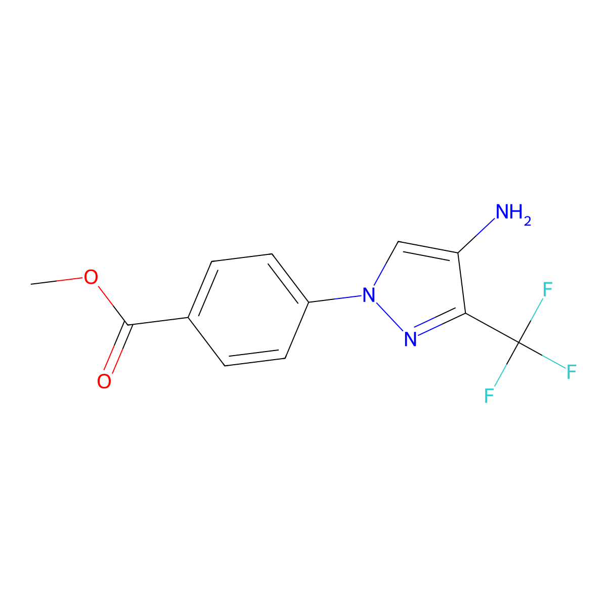 Methyl 4-(4-Amino-3-(trifluoromethyl)-1H-pyrazol-1-yl)benzoate molecular structure, CAS 2357107-95-8