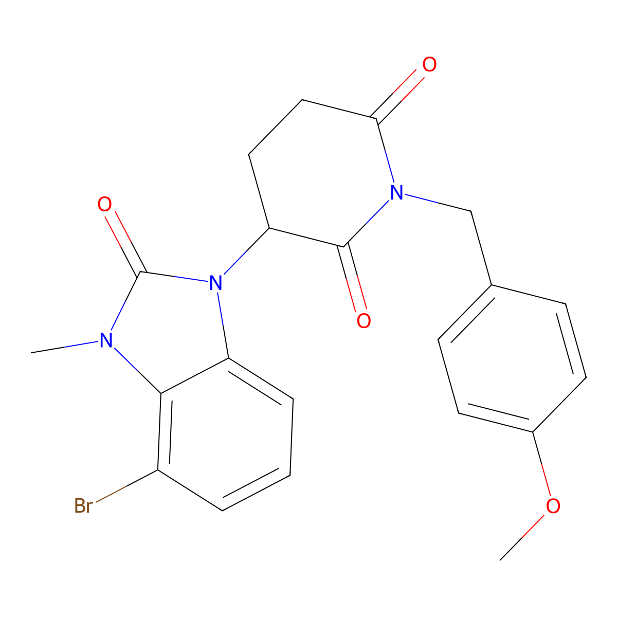 3-(4-Bromo-3-methyl-2-oxo-2,3-dihydro-1H-benzo[d]imidazol-1-yl)-1-(4-methoxybenzyl)piperidine-2,6-dione molecular structure, CAS 2357109-91-0