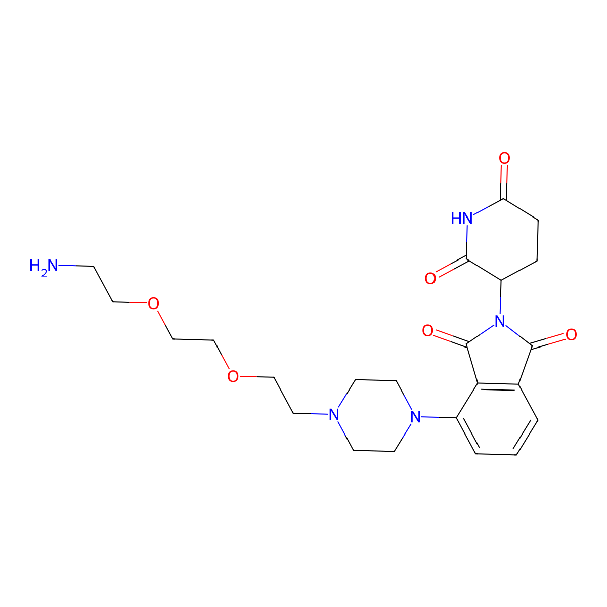 4-(4-{2-[2-(2-aminoethoxy)ethoxy]ethyl}piperazin-1-yl)-2-(2,6-dioxopiperidin-3-yl)-2,3-dihydro-1H-isoindole-1,3-dione molecular structure, CAS 2357110-12-2