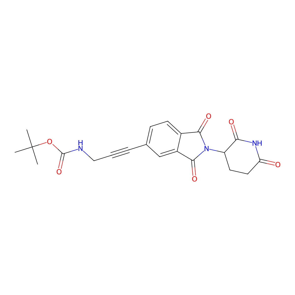 tert-Butyl N-(3-(2-(2,6-dioxopiperidin-3-yl)-1,3-dioxo-2,3-dihydro-1H-isoindol-5-yl)prop-2-yn-1-yl)carbamate molecular structure, CAS 2357110-81-5