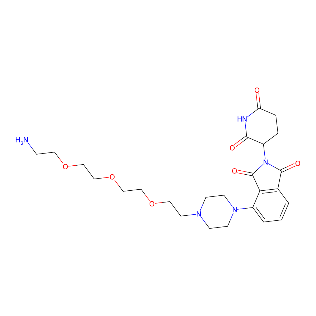 4-(4-(2-(2-(2-(2-Aminoethoxy)ethoxy)ethoxy)ethyl)piperazin-1-yl)-2-(2,6-dioxopiperidin-3-yl)isoindoline-1,3-dione molecular structure, CAS 2357111-24-9