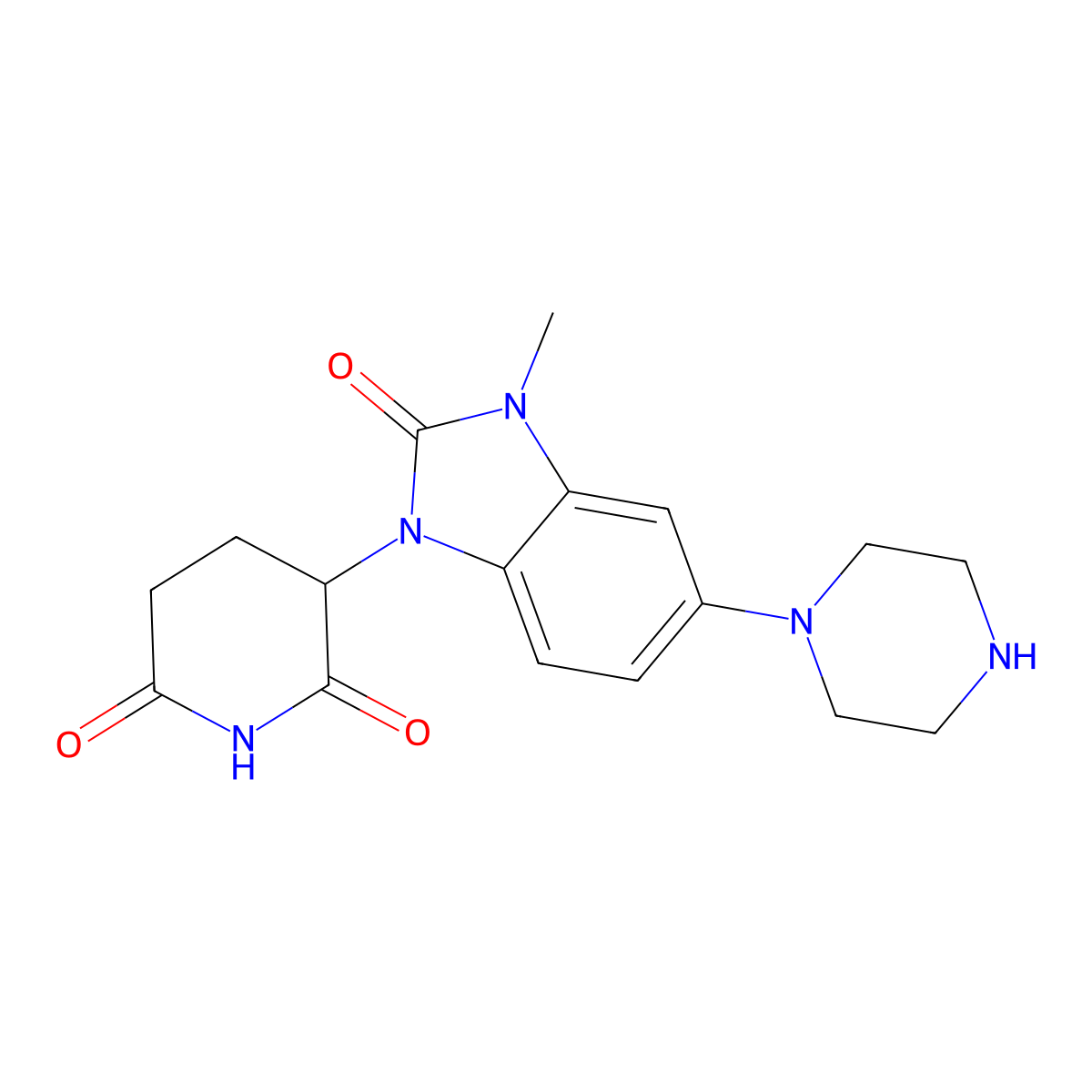 3-(3-Methyl-2-oxo-5-(piperazin-1-YL)-2,3-dihydro-1H-benzo[D]imidazol-1-YL)piperidine-2,6-dione molecular structure, CAS 2357114-49-7