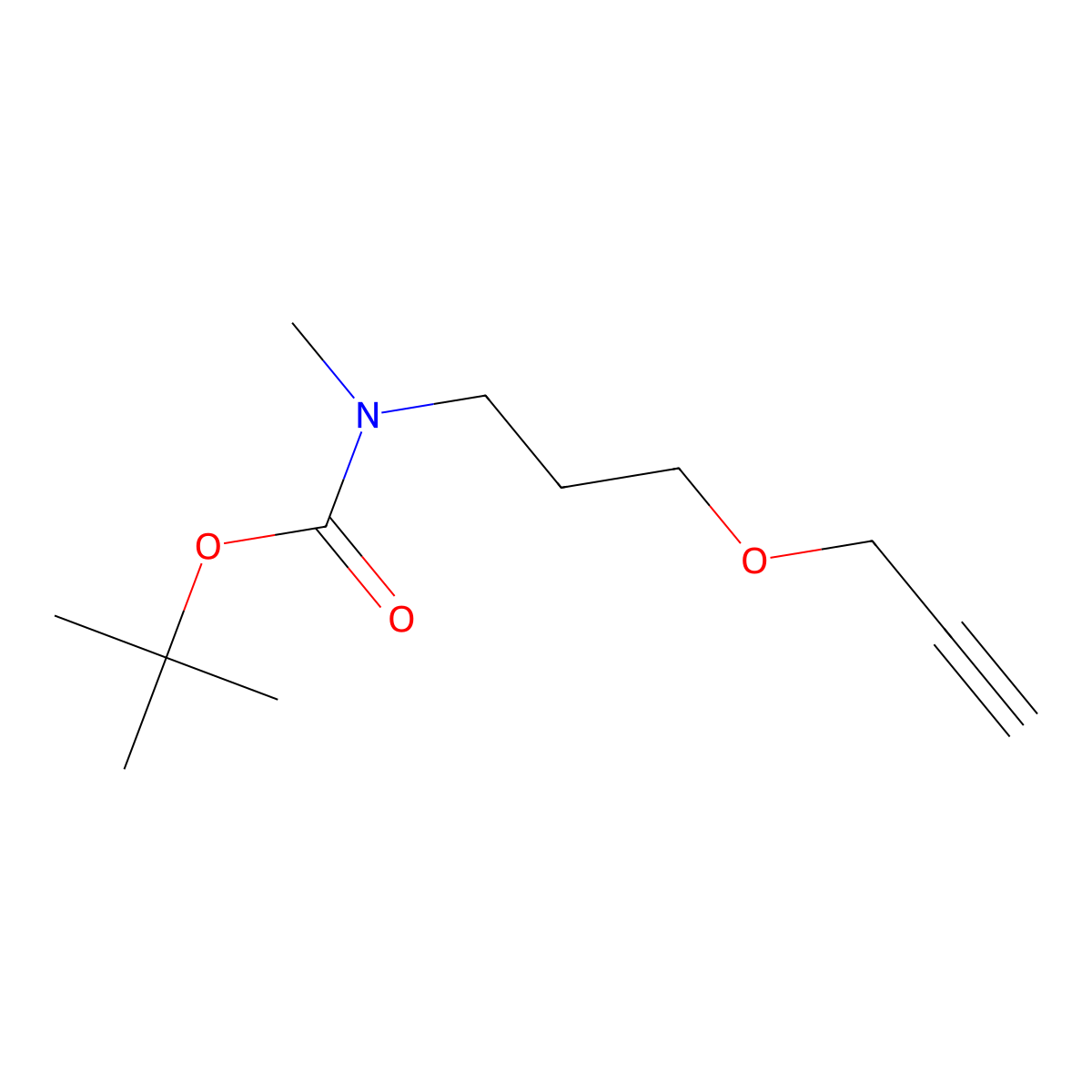 tert-Butyl methyl(3-(prop-2-yn-1-yloxy)propyl)carbamate molecular structure, CAS 2357114-50-0