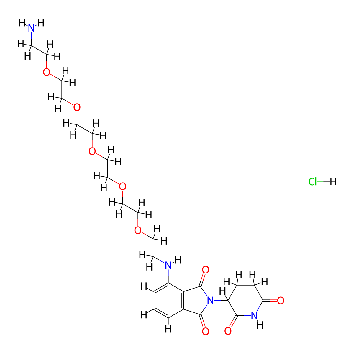 4-((17-Amino-3,6,9,12,15-pentaoxaheptadecyl)amino)-2-(2,6-dioxopiperidin-3-yl)isoindoline-1,3-dione hydrochloride molecular structure, CAS 2357117-23-6