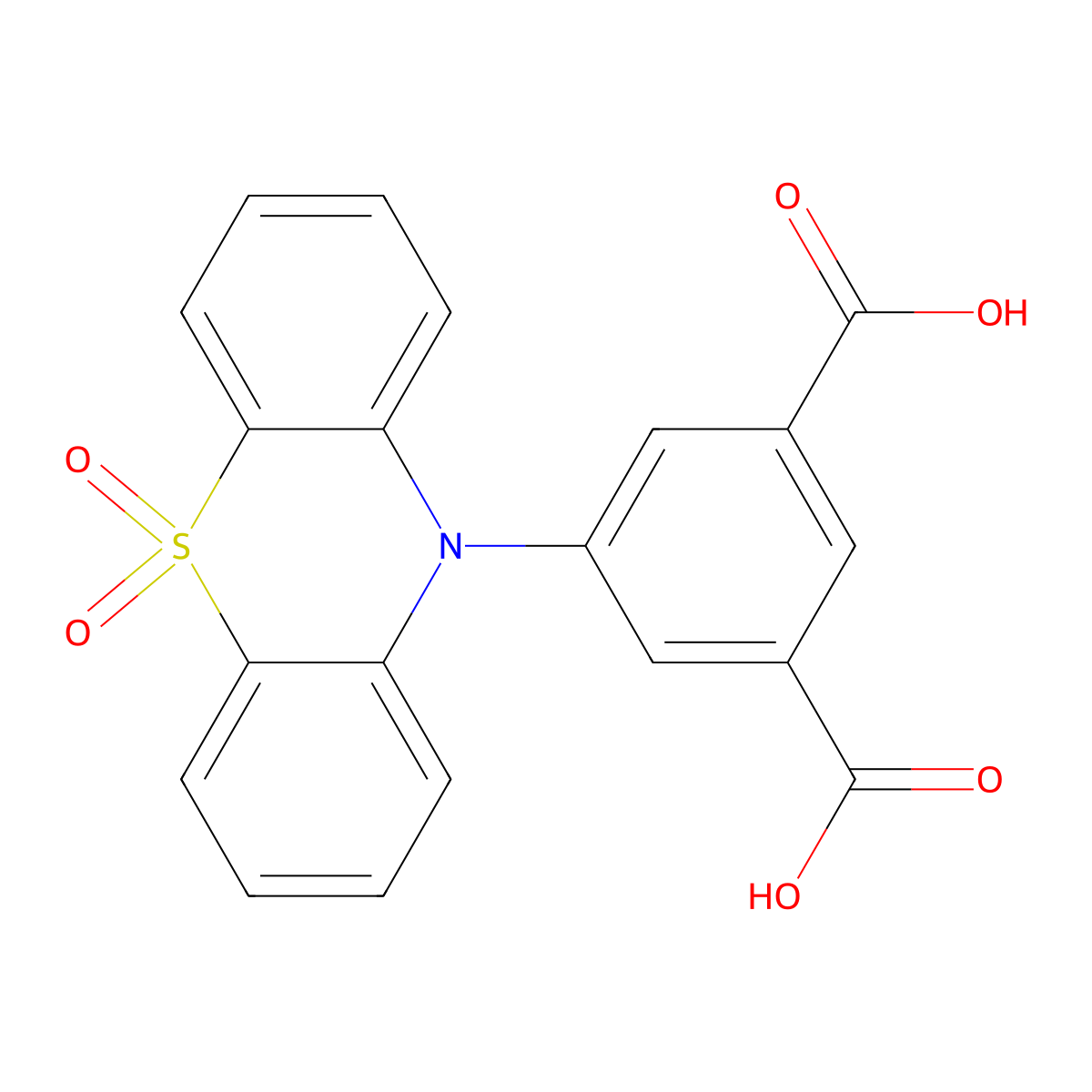 5-(5,5-Dioxido-10H-phenothiazin-10-yl)isophthalic acid molecular structure, CAS 2357185-47-6