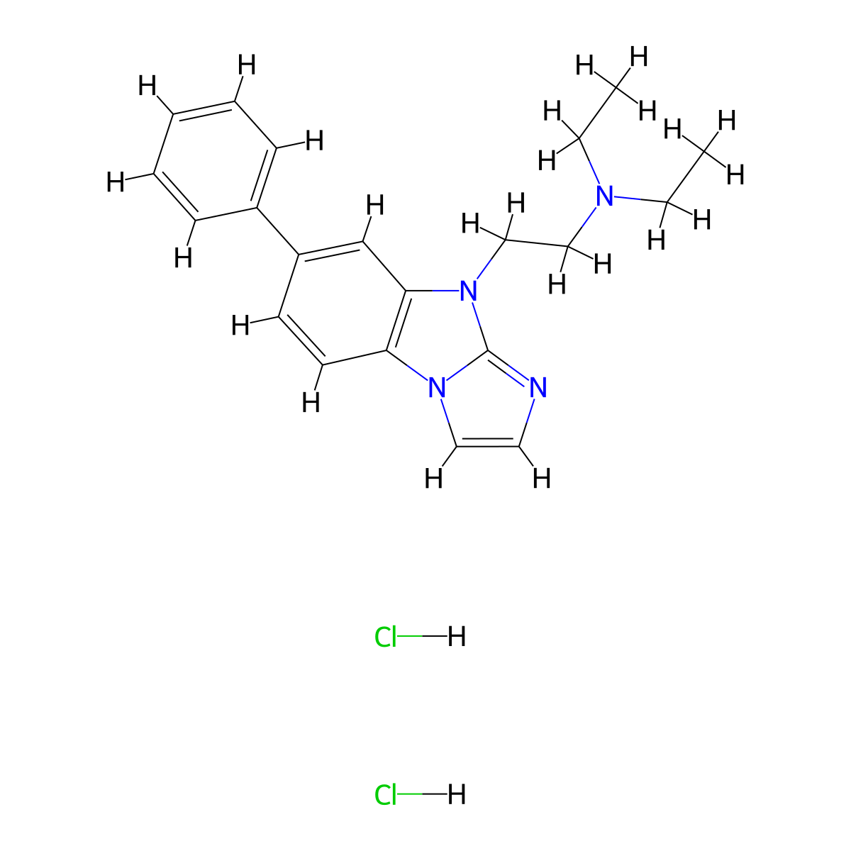 9H-Imidazo(1,2-a)benzimidazole, 9-((2-diethylamino)ethyl)-2-phenyl-, dihydrochloride molecular structure, CAS 23572-32-9