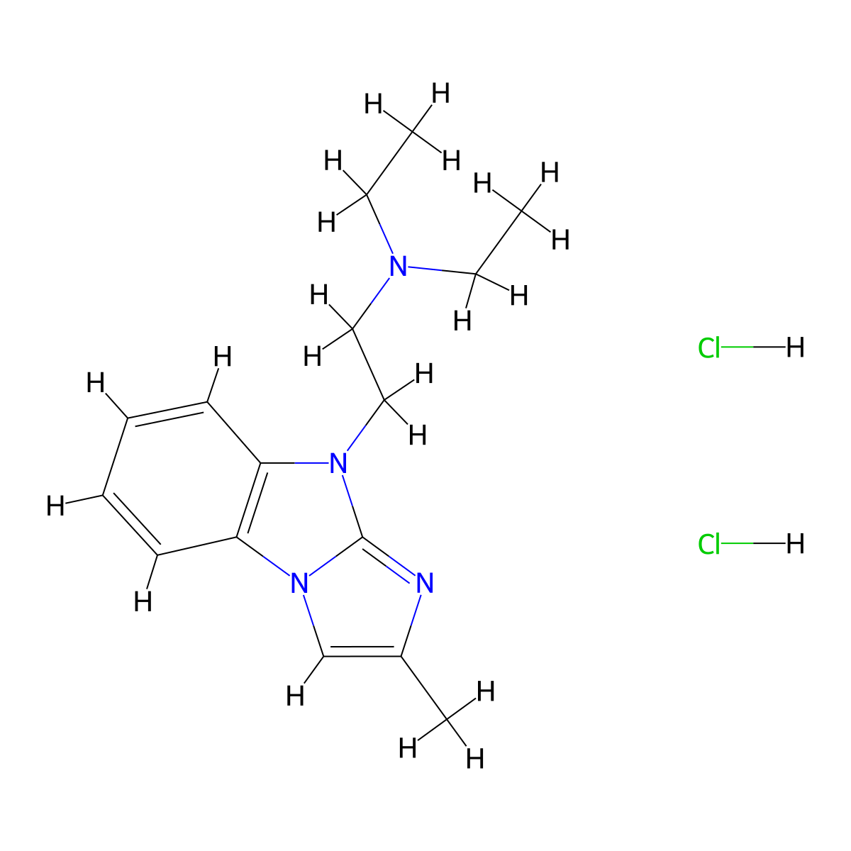 9H-Imidazo(1,2-a)benzimidazole, 9-(2-(diethylamino)ethyl)-2-methyl-, dihydrochloride molecular structure, CAS 23572-37-4