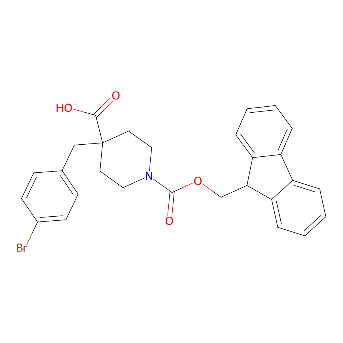 1-Fmoc-4-(4-bromobenzyl)piperidine-4-carboxylic acid molecular structure, CAS 2357257-93-1