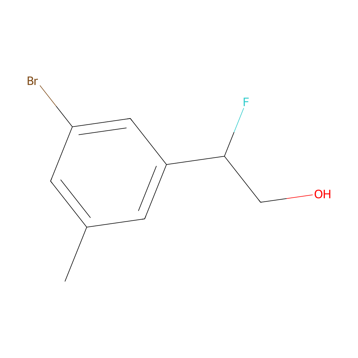2-(3-Bromo-5-methylphenyl)-2-fluoroethan-1-ol molecular structure, CAS 2357281-35-5