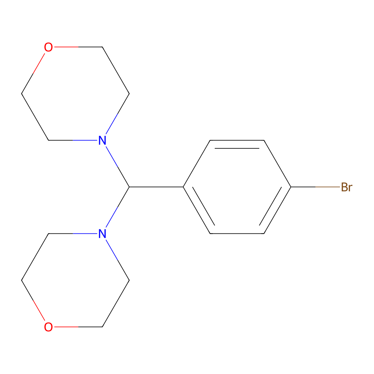 4-[(4-Bromophenyl)-morpholin-4-ylmethyl]morpholine molecular structure, CAS 23573-78-6