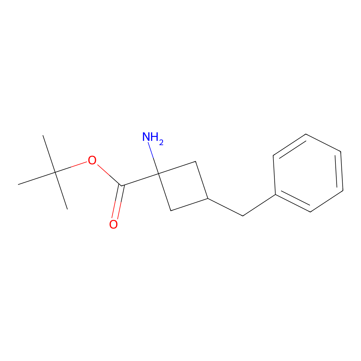 Tert-butyl 1-amino-3-benzylcyclobutane-1-carboxylate molecular structure, CAS 2357301-90-5