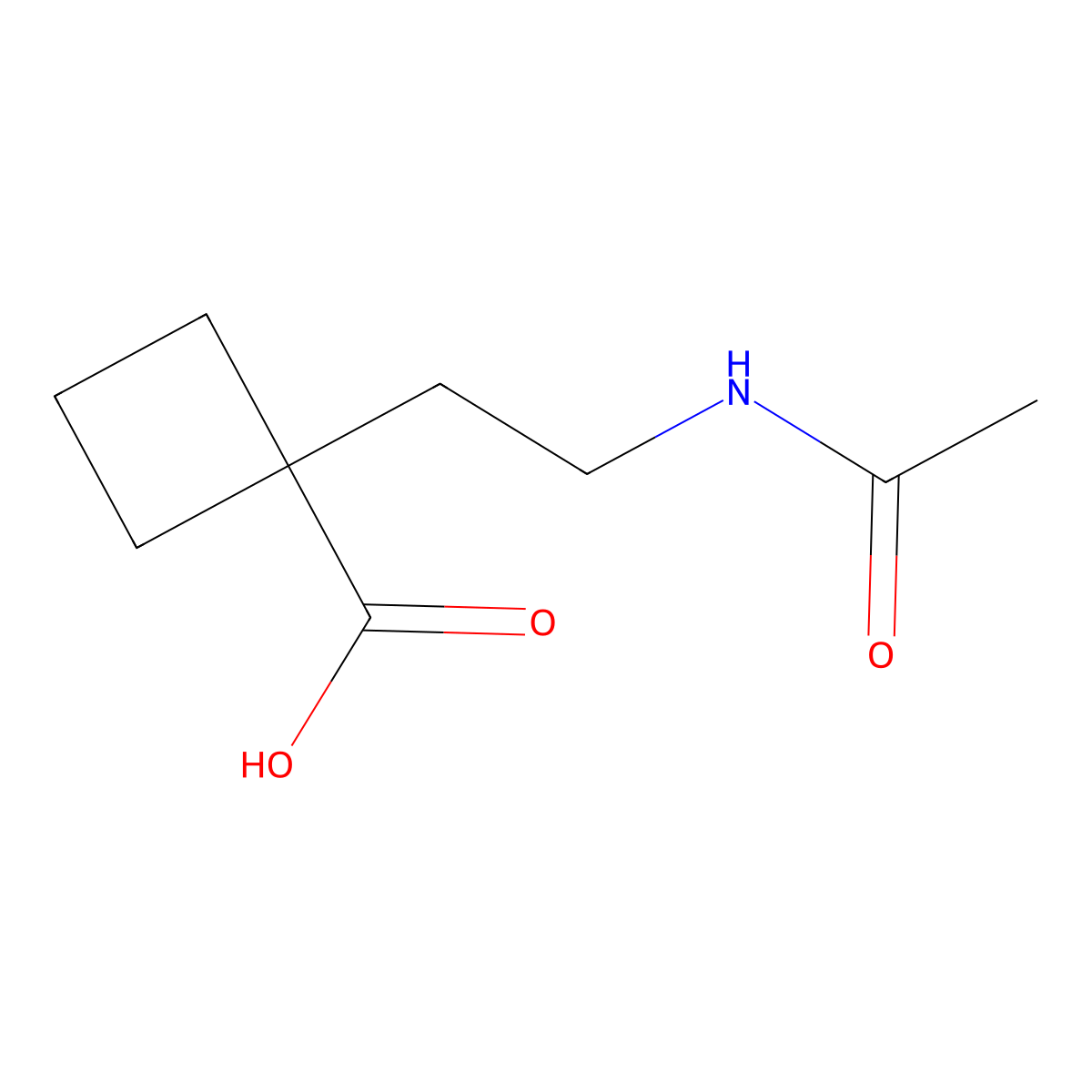 1-(2-Acetamidoethyl)cyclobutane-1-carboxylic acid molecular structure, CAS 2357399-56-3