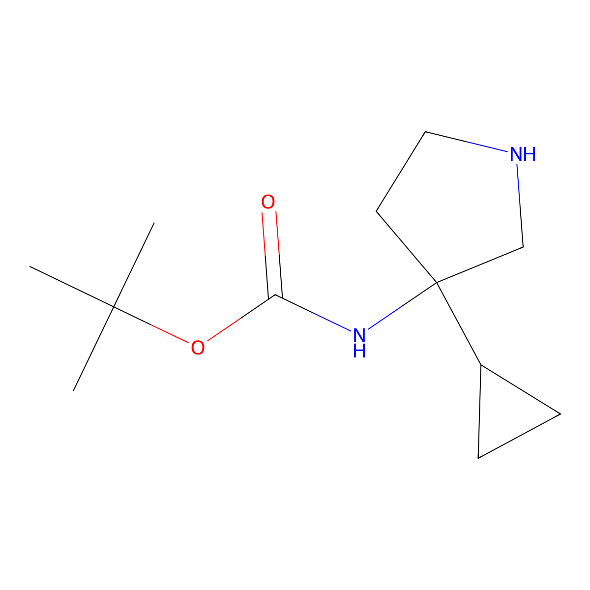 tert-butyl N-(3-cyclopropylpyrrolidin-3-yl)carbamate molecular structure, CAS 2357401-26-2