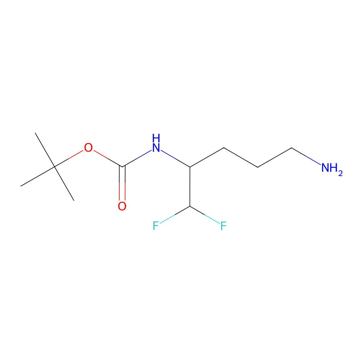 tert-butyl N-(5-amino-1,1-difluoropentan-2-yl)carbamate molecular structure, CAS 2357426-29-8