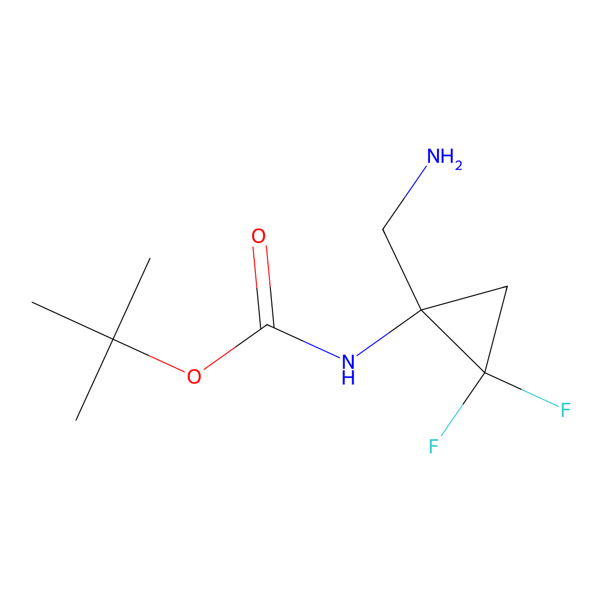 tert-butyl N-[1-(aminomethyl)-2,2-difluorocyclopropyl]carbamate molecular structure, CAS 2357426-34-5