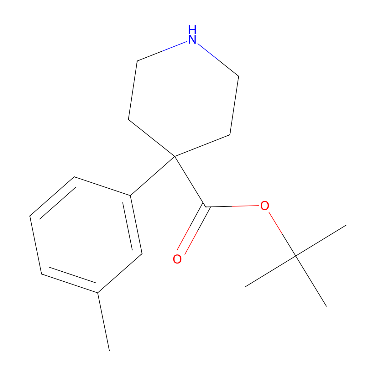 Tert-butyl 4-(3-methylphenyl)piperidine-4-carboxylate molecular structure, CAS 2357447-39-1
