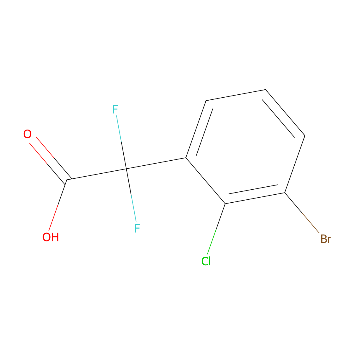 2-(3-Bromo-2-chlorophenyl)-2,2-difluoroacetic acid molecular structure, CAS 2357479-57-1