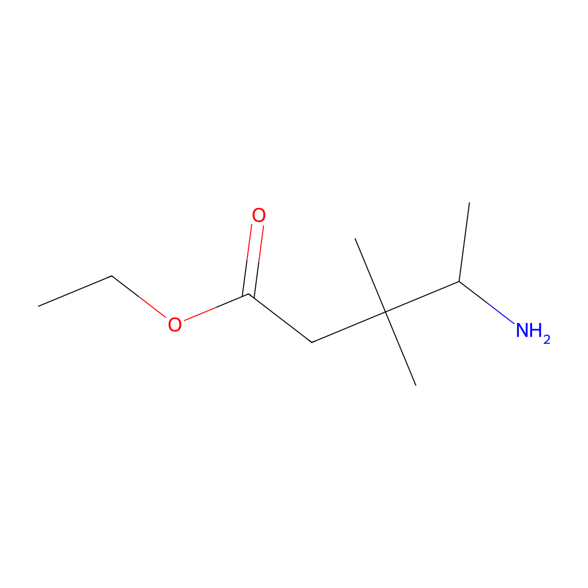Ethyl 4-amino-3,3-dimethylpentanoate molecular structure, CAS 2357482-70-1