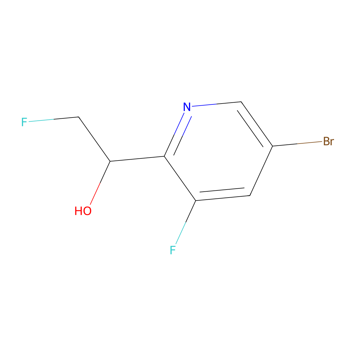 1-(5-Bromo-3-fluoropyridin-2-yl)-2-fluoroethan-1-ol molecular structure, CAS 2357489-05-3
