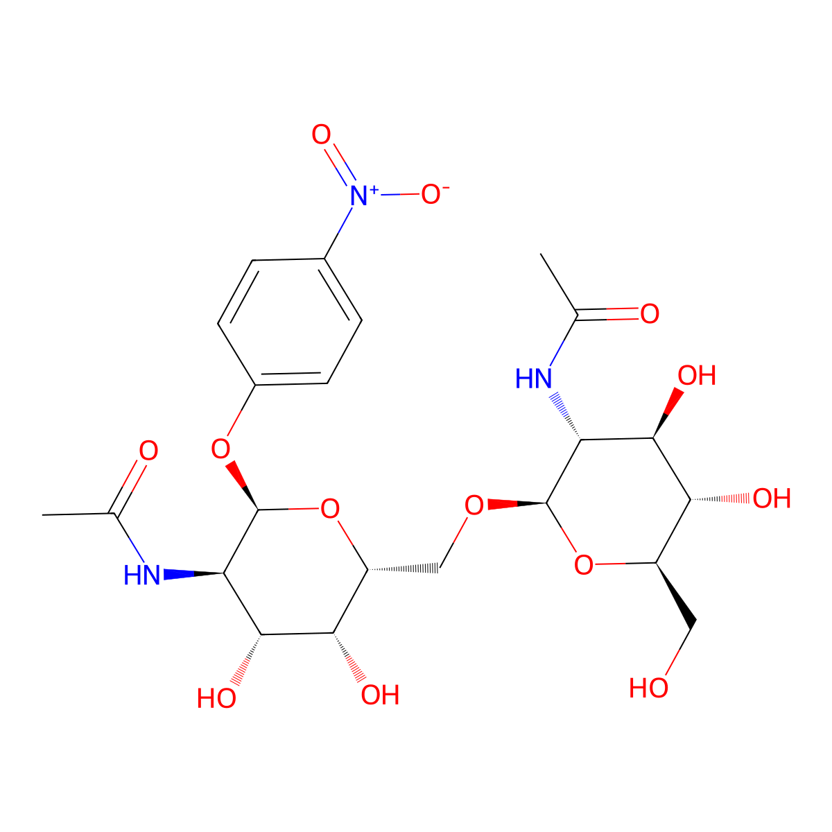 N-[(2R,3R,4R,5S,6R)-2-[[(2R,3R,4R,5R,6R)-5-Acetamido-3,4-dihydroxy-6-(4-nitrophenoxy)oxan-2-yl]methoxy]-4,5-dihydroxy-6-(hydroxymethyl)oxan-3-yl]acetamide molecular structure, CAS 235752-73-5