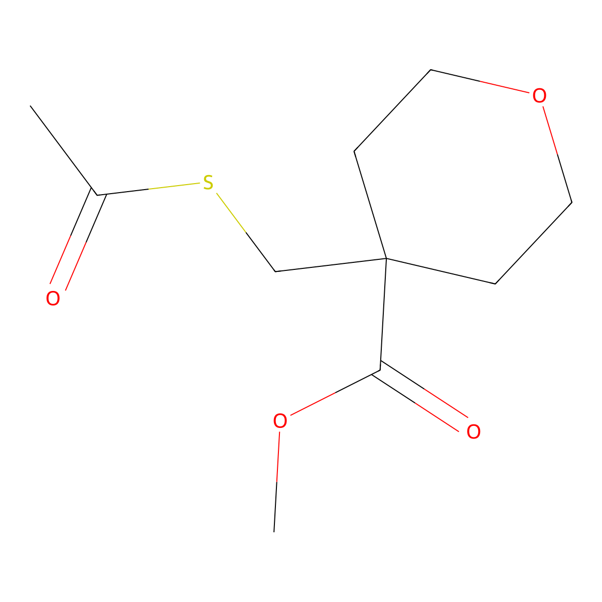 Methyl 4-[(acetylsulfanyl)methyl]oxane-4-carboxylate molecular structure, CAS 235753-82-9