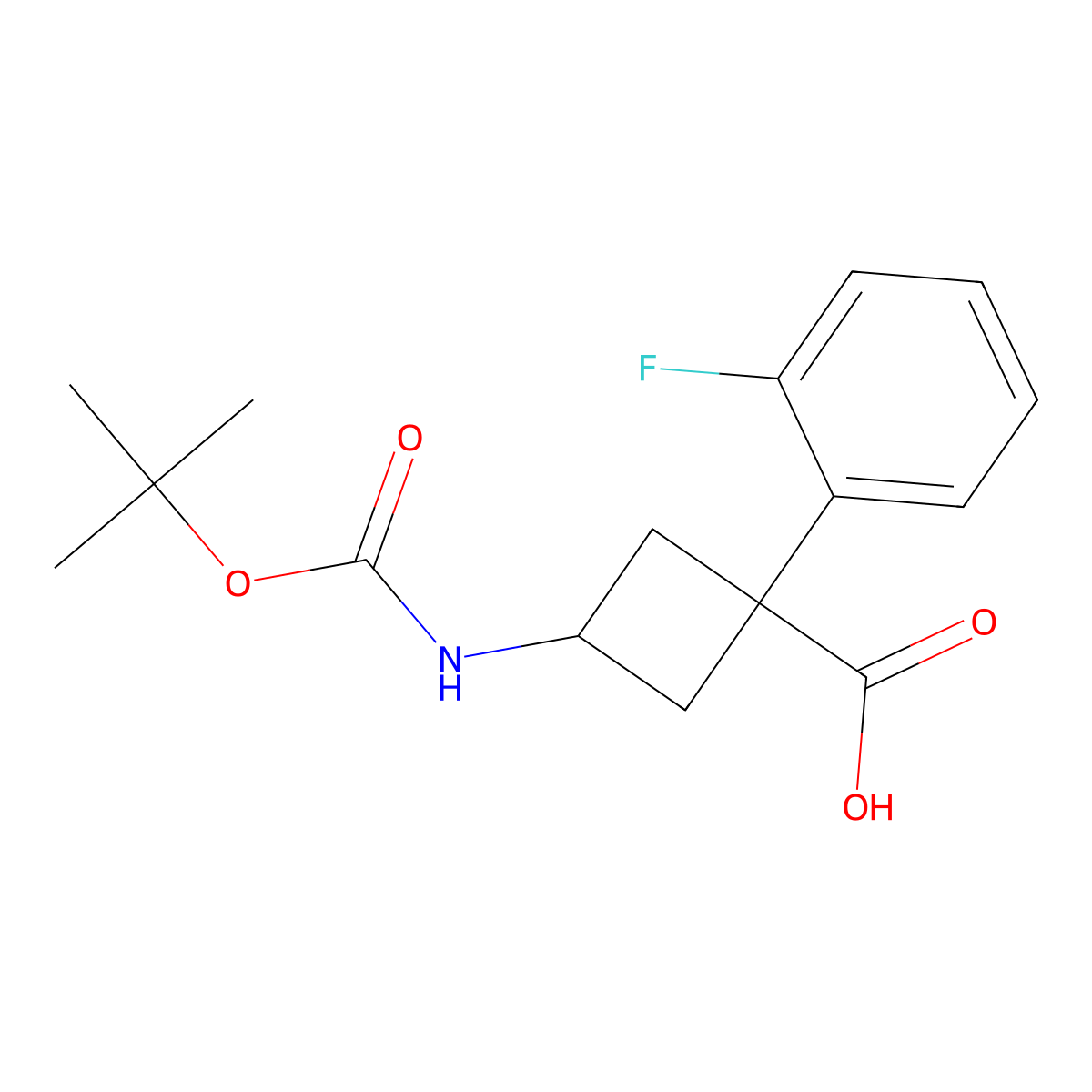 3-{[(Tert-butoxy)carbonyl]amino}-1-(2-fluorophenyl)cyclobutane-1-carboxylic acid molecular structure, CAS 2357551-67-6