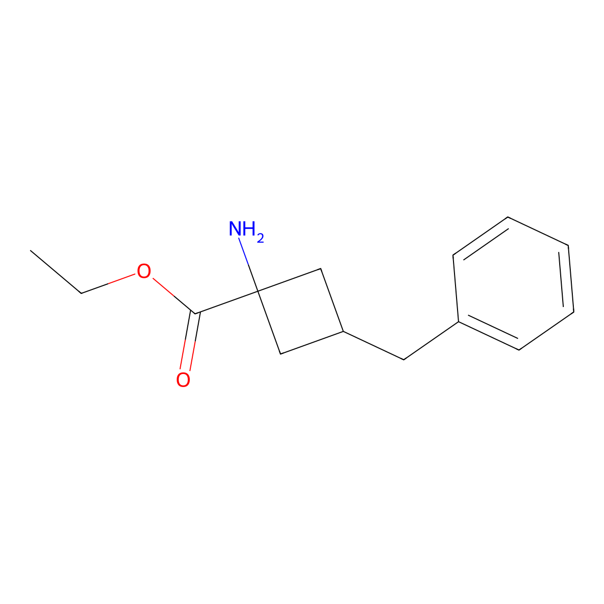 Ethyl 1-amino-3-benzylcyclobutane-1-carboxylate molecular structure, CAS 2357573-90-9