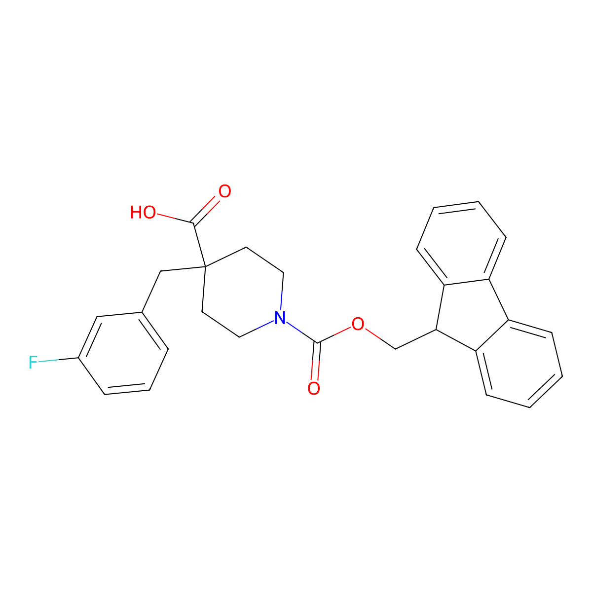 1-{[(9H-fluoren-9-yl)methoxy]carbonyl}-4-[(3-fluorophenyl)methyl]piperidine-4-carboxylic acid molecular structure, CAS 2357698-04-3