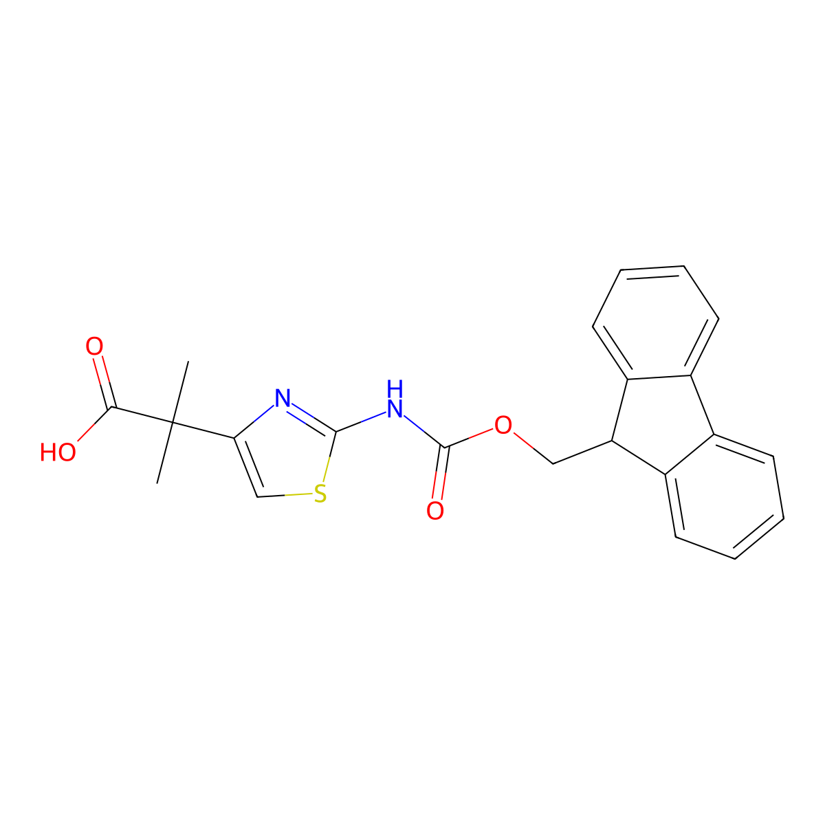 2-[2-({[(9H-fluoren-9-yl)methoxy]carbonyl}amino)-1,3-thiazol-4-yl]-2-methylpropanoic acid molecular structure, CAS 2357724-05-9