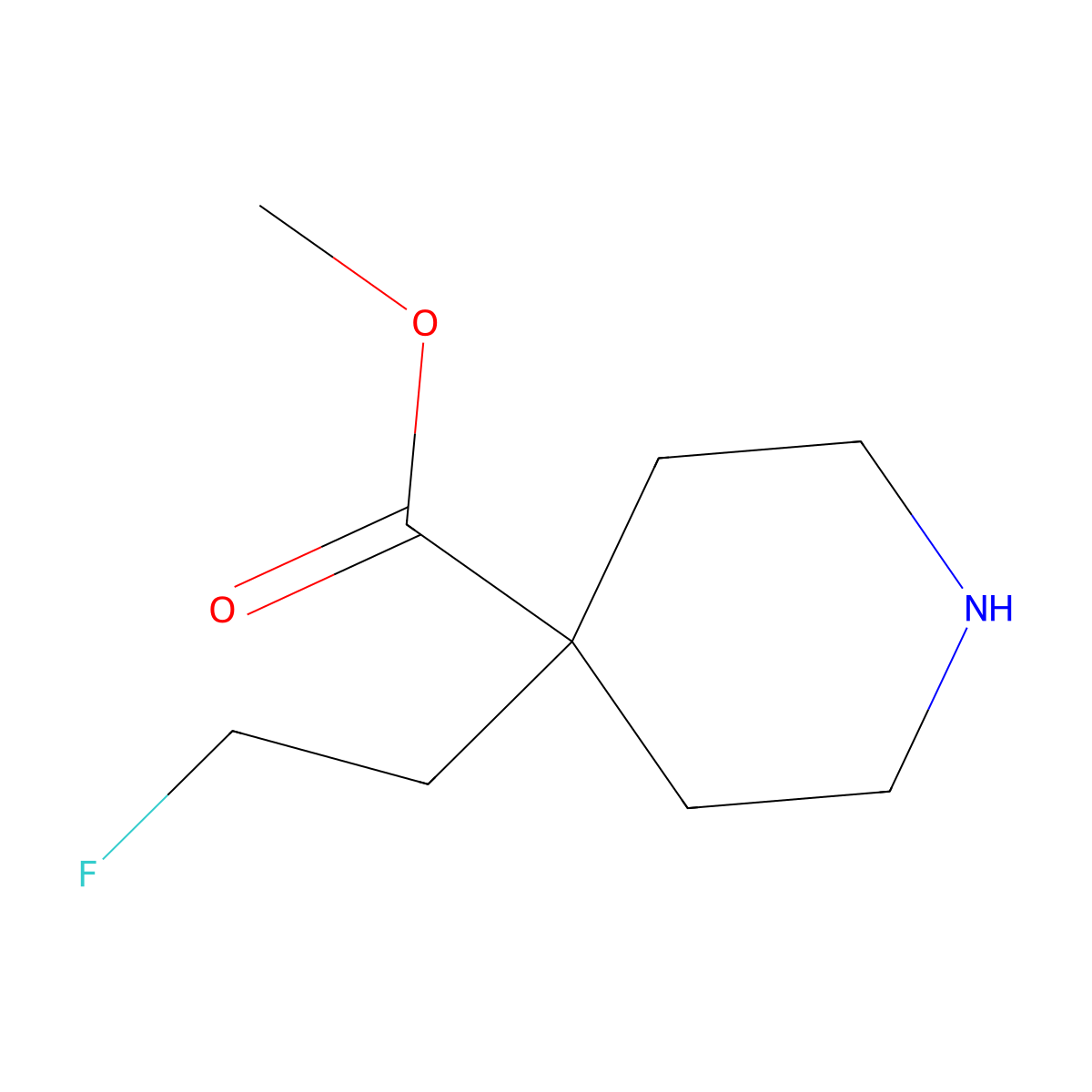 Methyl 4-(2-fluoroethyl)piperidine-4-carboxylate molecular structure, CAS 2357743-57-6