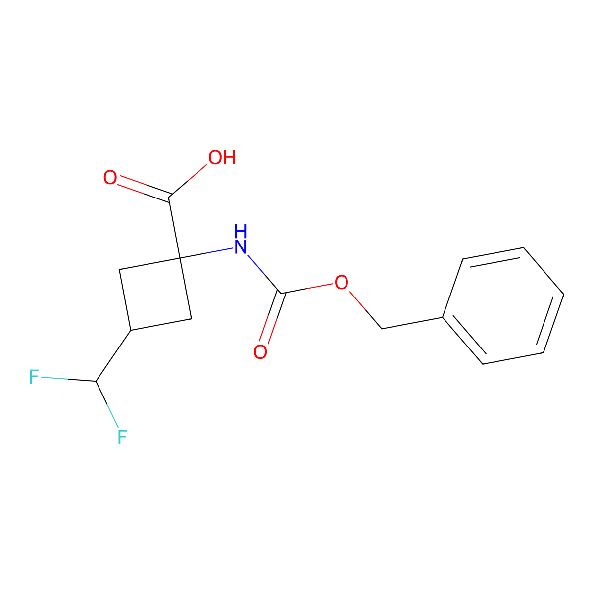 1-{[(Benzyloxy)carbonyl]amino}-3-(difluoromethyl)cyclobutane-1-carboxylic acid molecular structure, CAS 2357787-62-1