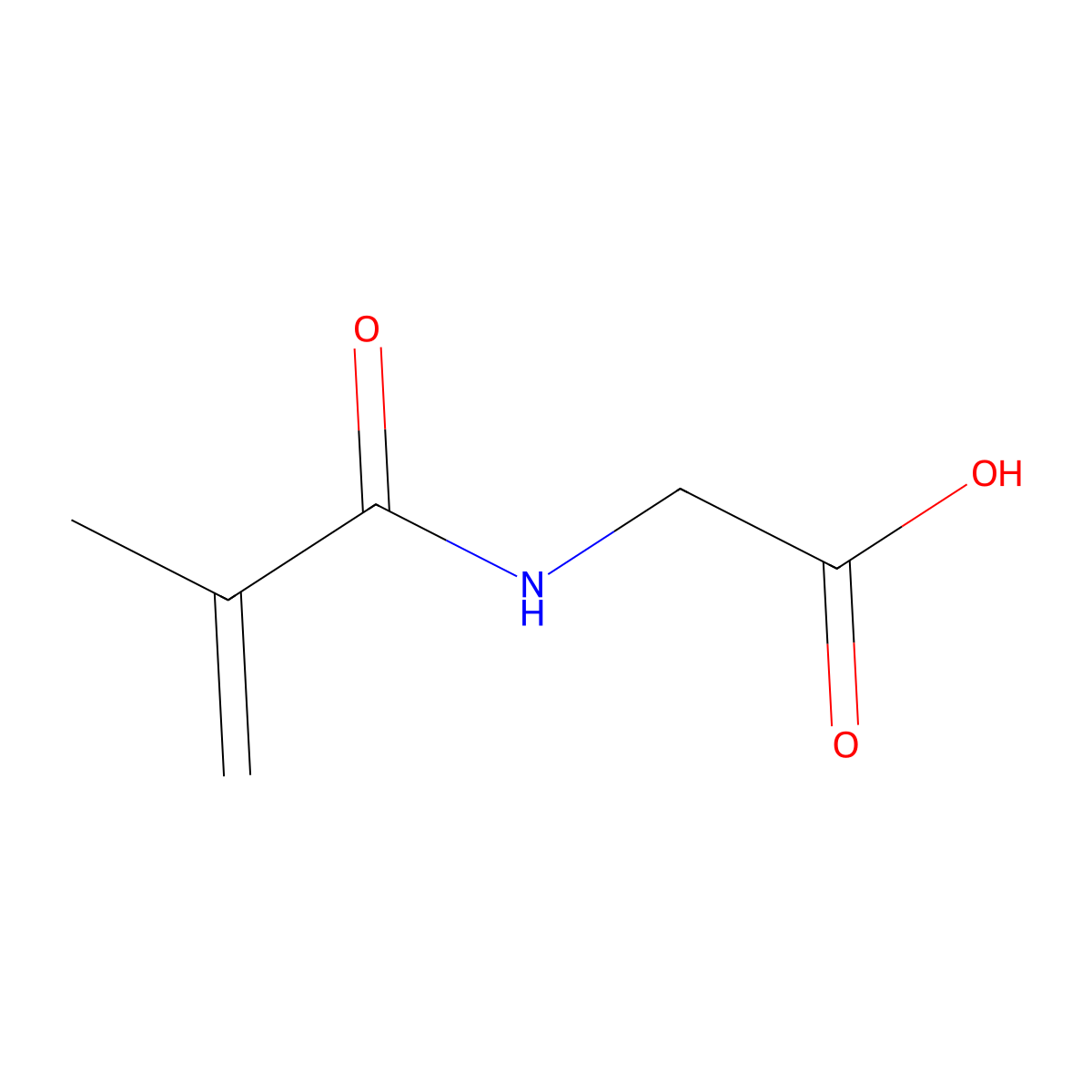 N-Methacryloyl glycine molecular structure, CAS 23578-45-2